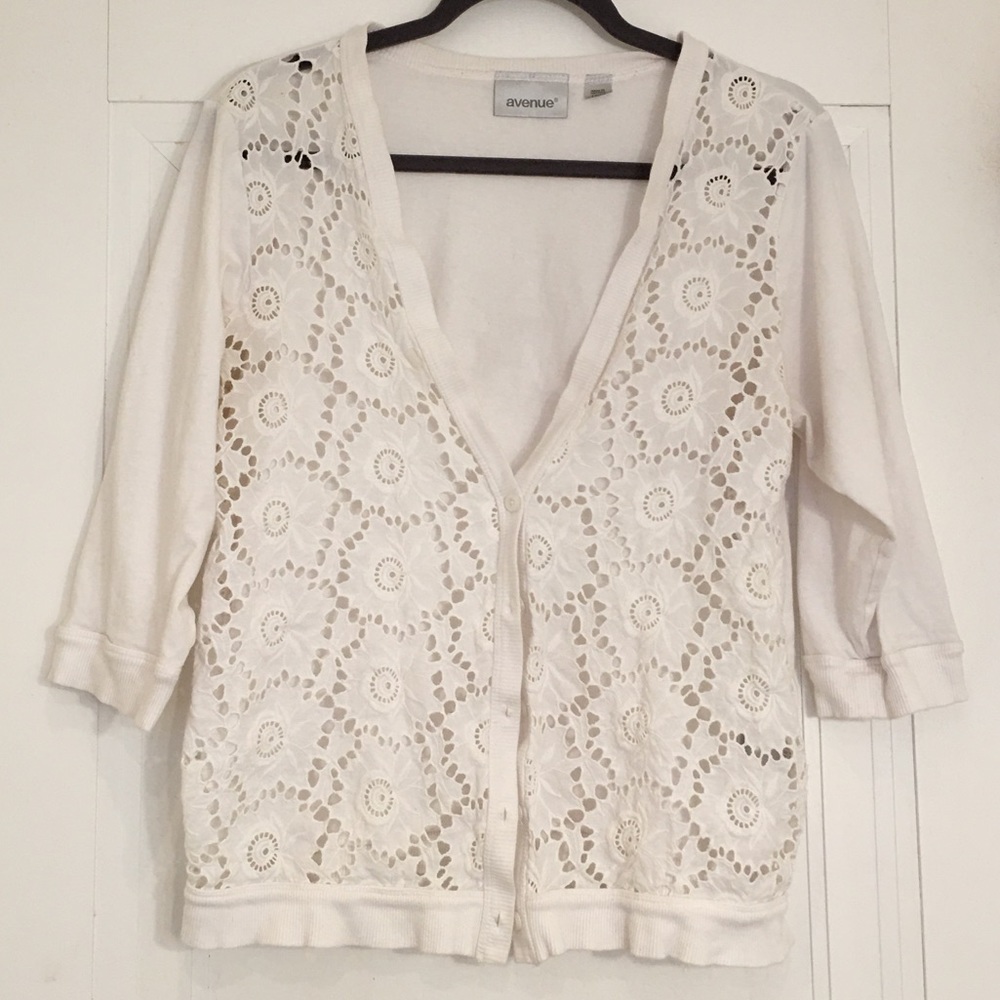 🛍3/$25🛍 Avenue Cotton Lace Cardigan - Picture 2 of 8